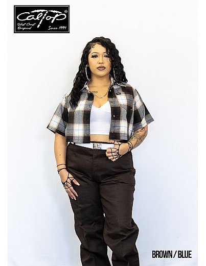 2000 S/S Girls Crop Tops : BROWN-BLUE